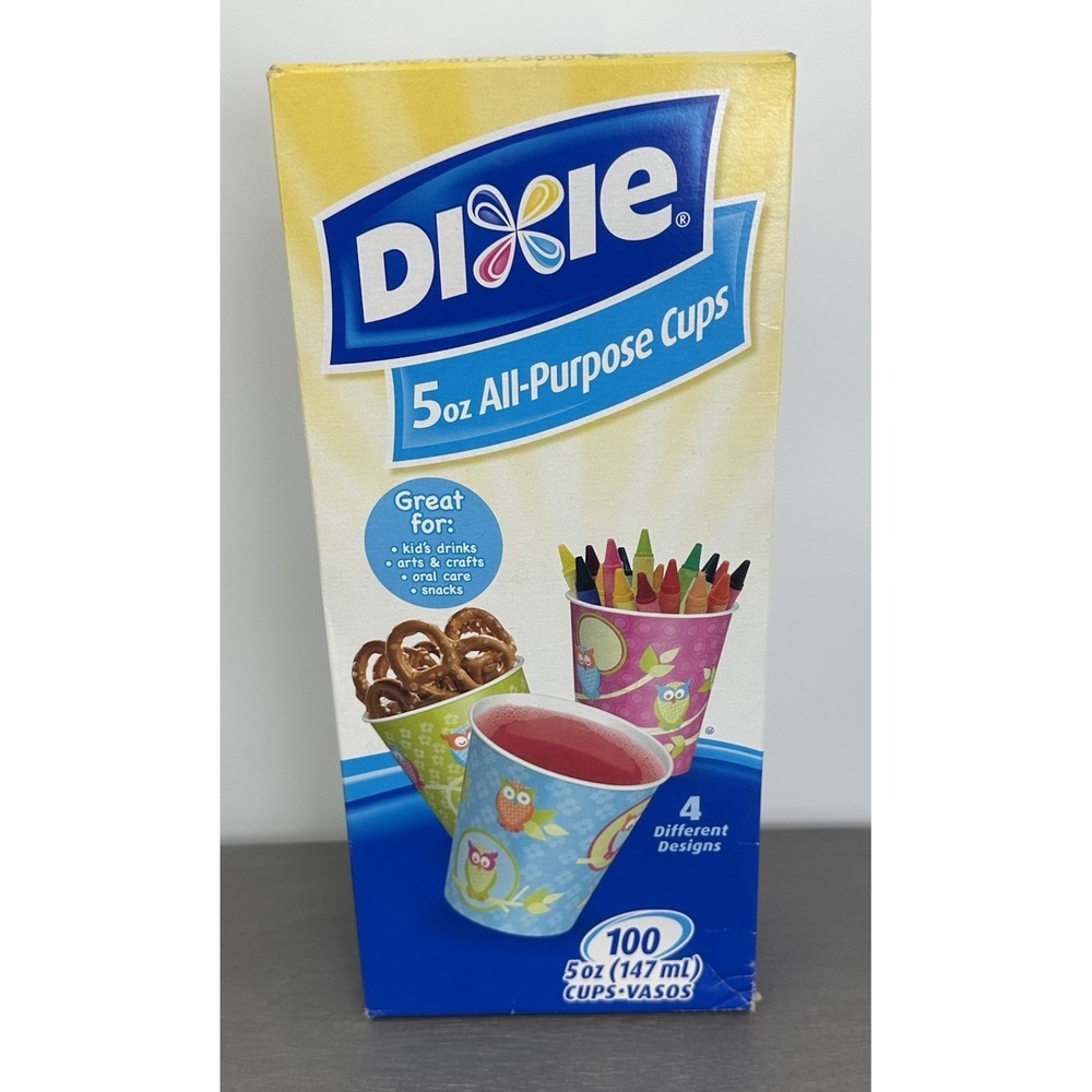 Dixie Cup Owl 5 oz All Purpose Disposable 100 Cups 4 Designs 2012 New Sealed